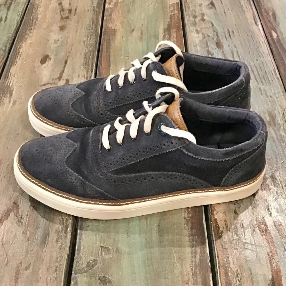 Ted Baker Size 8 Hapra 3 Men’s Suede Shoes Navy Wingtip Sneakers